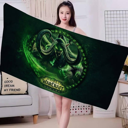 World Game Of W-Warcraft Microfiber Printed Beach Towel Mountain Climbing Yoga Beach Swimming Running Absorbent Soft Towel