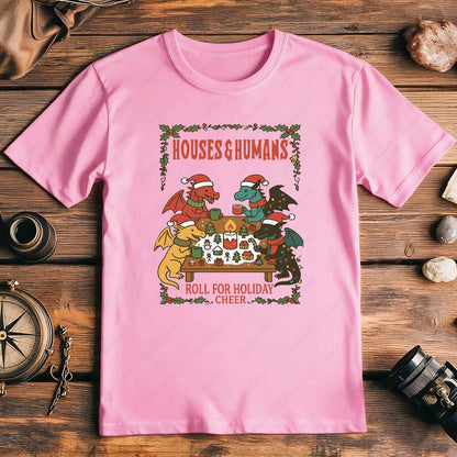 2025 Christmas DND T-Shirt Houses and Humans D&D Men Women Cotton T-shirt Dungeons Gift Funny Xmas Dnd Houses Humans Parody Tops