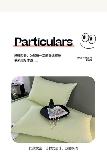 A 3-piece solid-color bed cover and pillowcase set, including 1 bed cover +2 pillowcases (without cores), machine washable