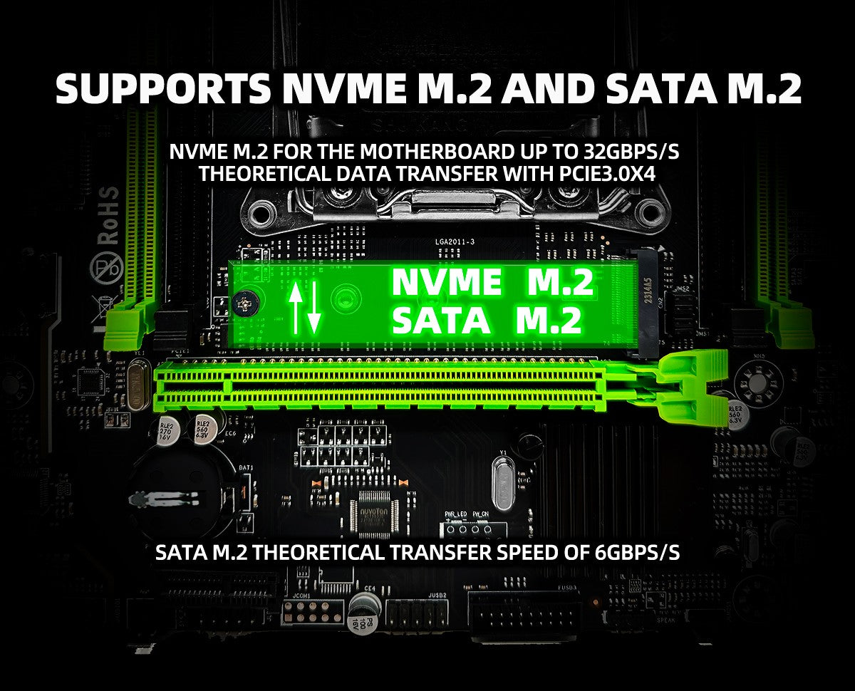 Conjunto de placa-mãe ZSUS X99 P4 com CPU Intel LGA2011-3 Xeon E5 2620 V3, memória RAM DDR4 de 16GB (1*16GB) 2133MHZ, NVME M.2 SATA