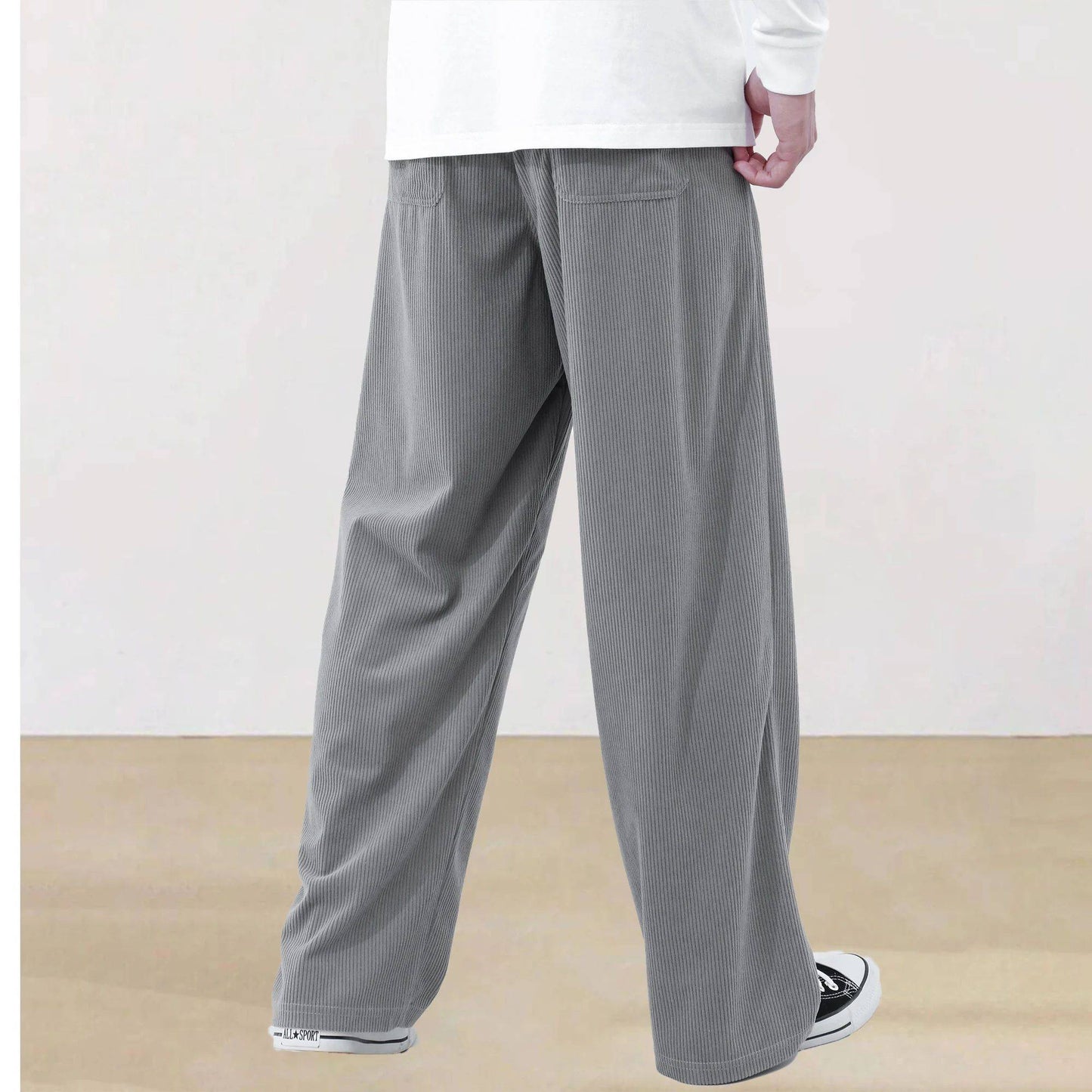 Mens Corduroy Joggers Pants Casual Cargo Pants Drawstring Elastic Waist Baggy Tapered Sweatpants with Pockets Outdoor Sweatpants