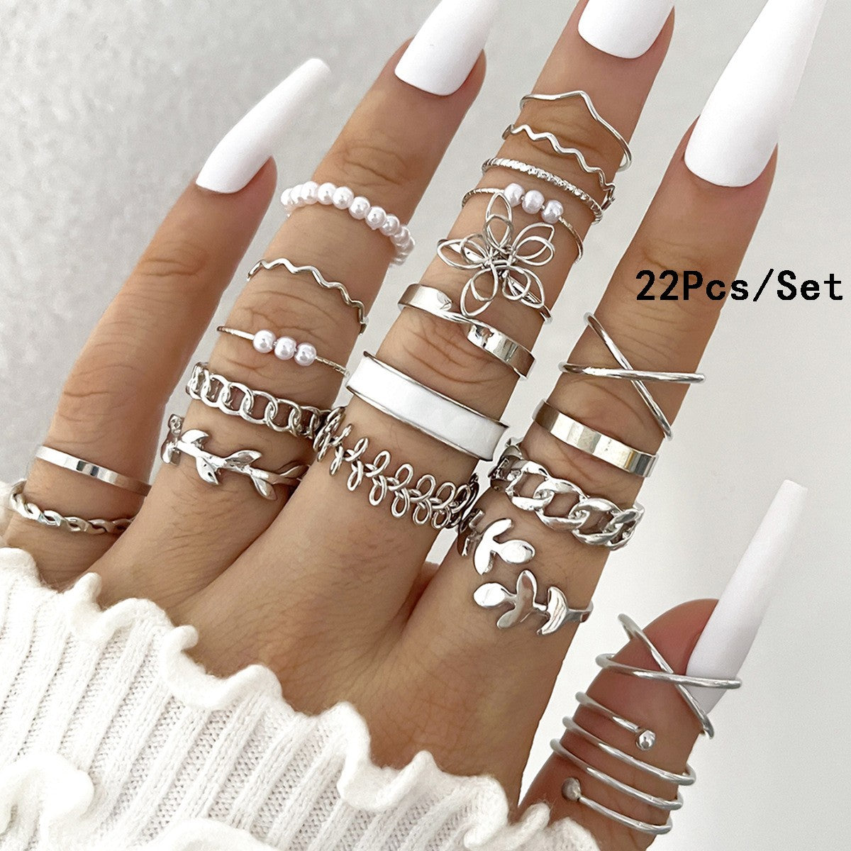 Conjunto de 23 Anéis de Nudilho da Moda para Mulheres com Cristal Estrela Lua Olho Onda Cor Ouro Prata Anéis Femininos Jóias da Moda para Festa Presente