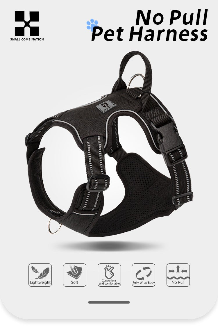SMALL COMBINATION Dog Harness No Pull Reflective Pet Dog Chest Harness Adjustable for Small Medium Large Dogs Outdoor Walking