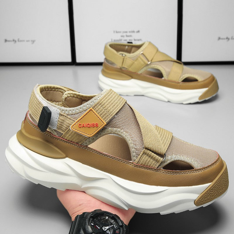 Men's Sandals Summer Platform Slippers Non-Slip Beach Pool Sandals Mesh Hole Men's Garden Shoes Flip Flop Outdoor Water Shoes