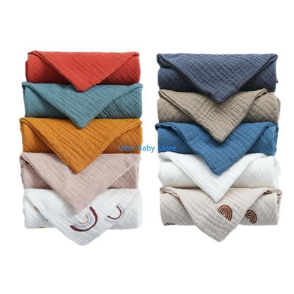 N80C 10Pcs Baby Square Towels Infants Wash Hand Face Towel Handkerchief Feeding Bib Burp Cloth Soft Crepe Muslin Saliva Towel