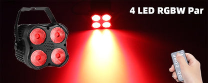 ALIEN Remote 4x8W 4IN1 RGBW Mini LED Stage Par Light DJ Disco Bar Party Dance Birthday Holiday Wedding Xmas Stage Effect Lamp