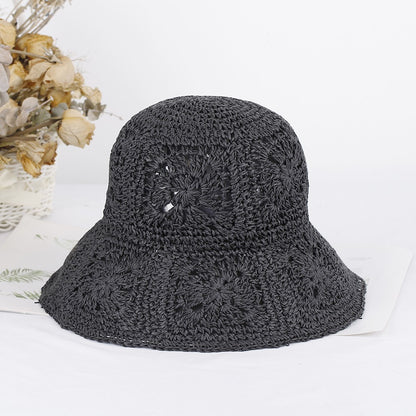 Womens Straw Hats crochet hat bucket hat  UV Protection Sun Visor Beach Hats Women Visors Foldable Female Women Summer Sun hat