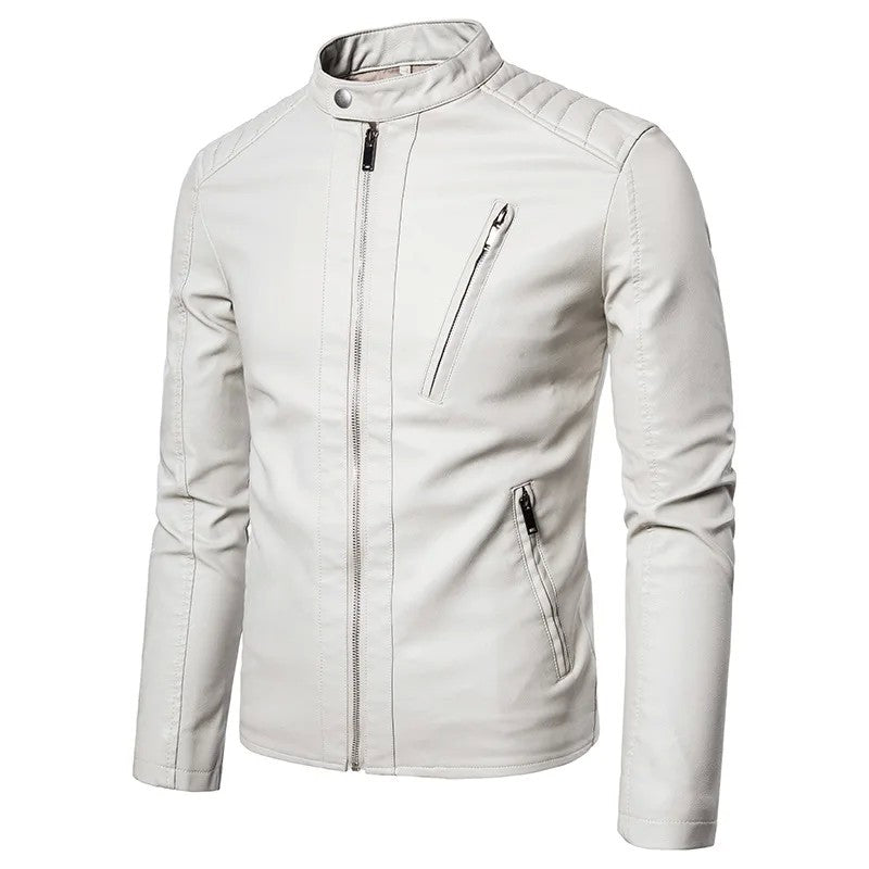 Men 2024 Faux Leather Jacket Motorcycle Autumn Men's Jackets White Jaqueta De Couro Masculina Outwear Male PU Leather Coats 5XL