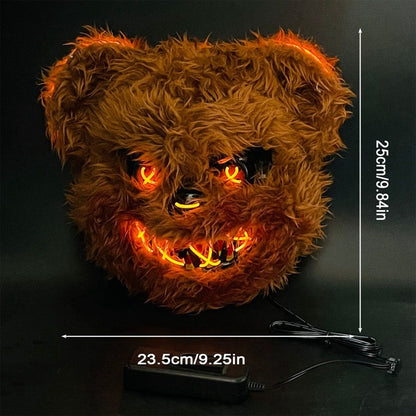 Halloween Cosplay Party Luminous LED Light Face Mask Make-up Horror Rabbit Bear Mask Headgear Cartoon Animal Carnival Head Cover
