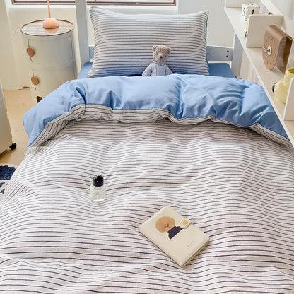 Conjunto de edredom lavado de 3 peças para Quarto Apartamento Dormitório Estudantil Simples popular multi-tamanho (1 capa de edredom + 2 fronhas)