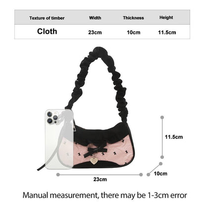 New Cute Checkered Handbags Sweet Lace Underarm Bag Bowknot Armpit Shoulder Crossbody Bag Y2k Fashion Casual Shoulder Bag