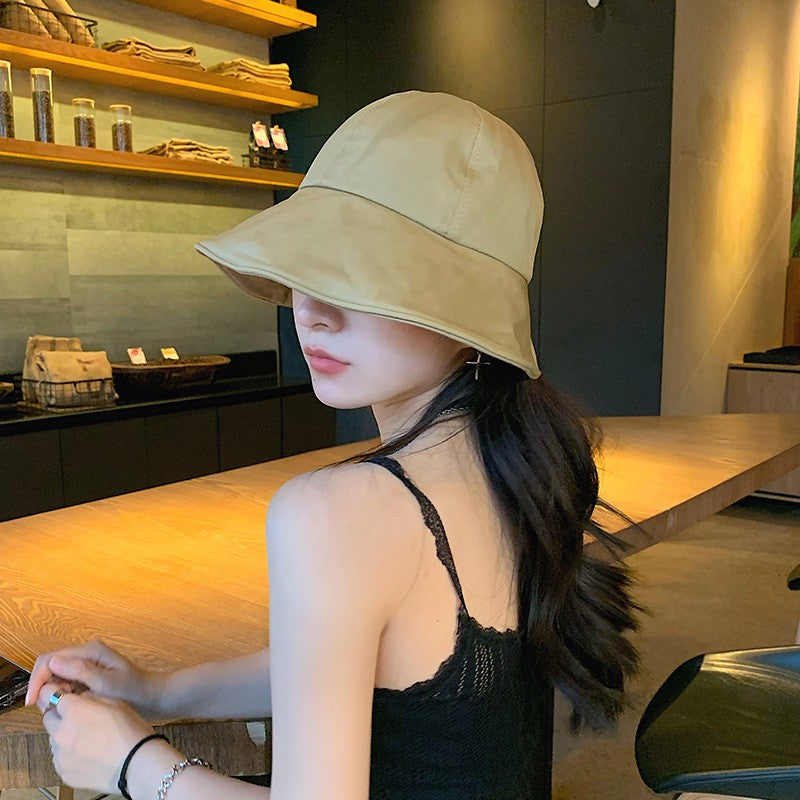 Women Summer Sun Hat Soft Cotton Solid Color Bucket Hats For Girl Lady Outdoor Beach Adjustable Sunshade Fisherman Cap