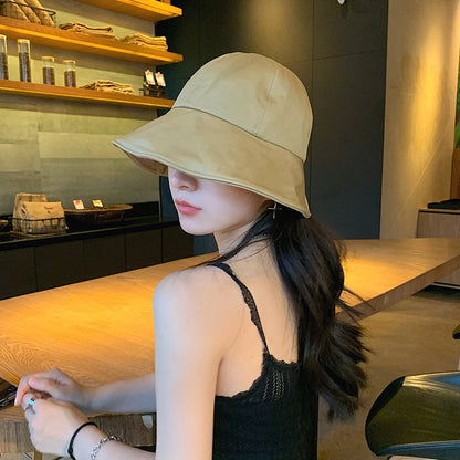 Women Summer Sun Hat Soft Cotton Solid Color Bucket Hats For Girl Lady Outdoor Beach Adjustable Sunshade Fisherman Cap