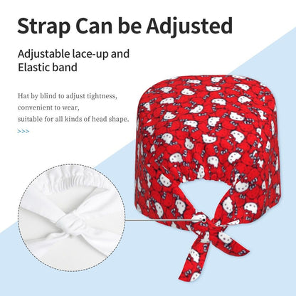 Touca Cirúrgica Personalizada Hello Kitty Equipe Médica Feminino Masculino Desenho Animado Personagem Para Chapéu de Chef Touca de Esfoliação