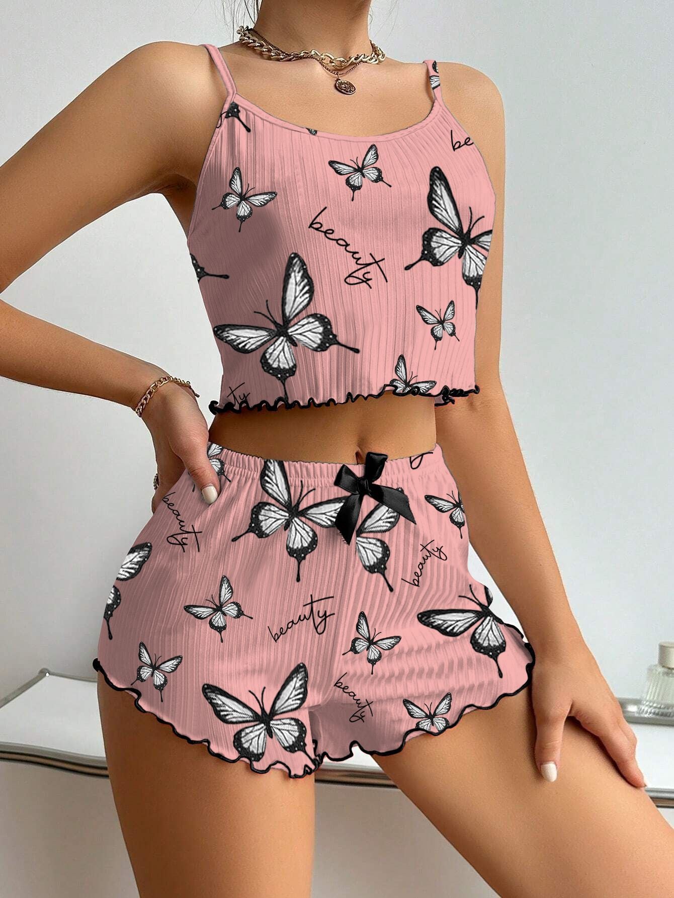 Casual Printed Pajamas For Women Two Pieces Sleepwear Women's Pajama Shorts Loungewear Sets Nightwear Female Home Suit Clothes