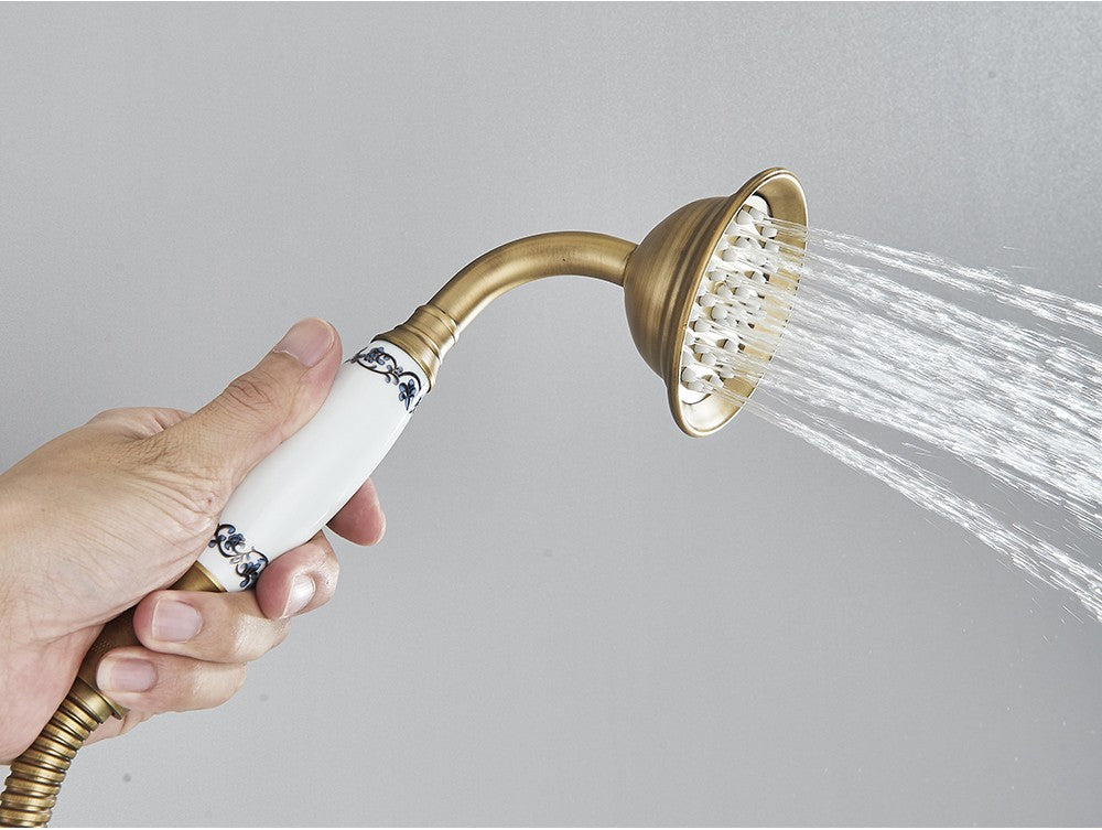 Ducha Chuveiro Banheiro Vintage Cerâmica Latão Montado Parede Torneira Pulverizador Acessório Hardware Chuveirinho