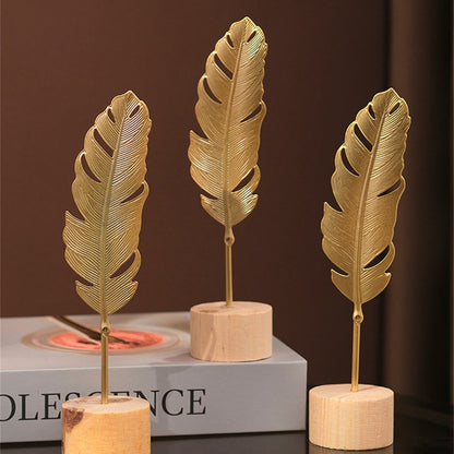 Nordic Gold Ginkgo Leaf Crafts Leaves Sculpture Luxury Living Room Decor Home Decoration Accessories Office Desktop Ornaments