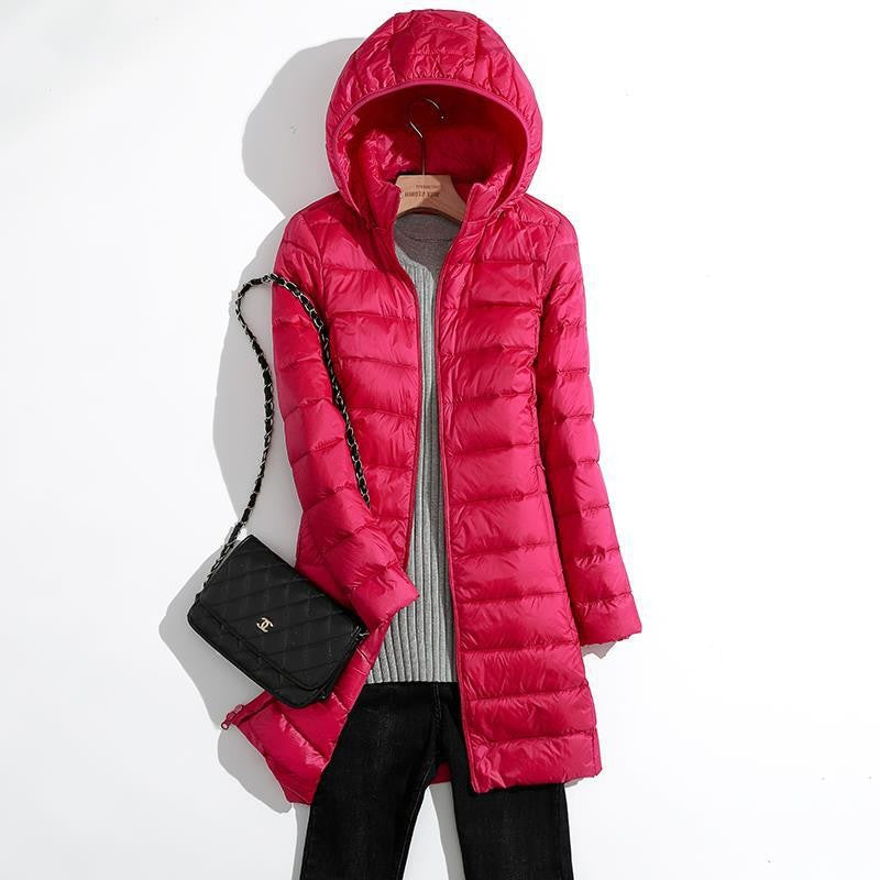 Plus Size 5xl 6xl 7xl Fall Women's Autumn Winter Ultra Lightweight Packable Long Puffer Jacket Female Hooded Korean Slim Coat