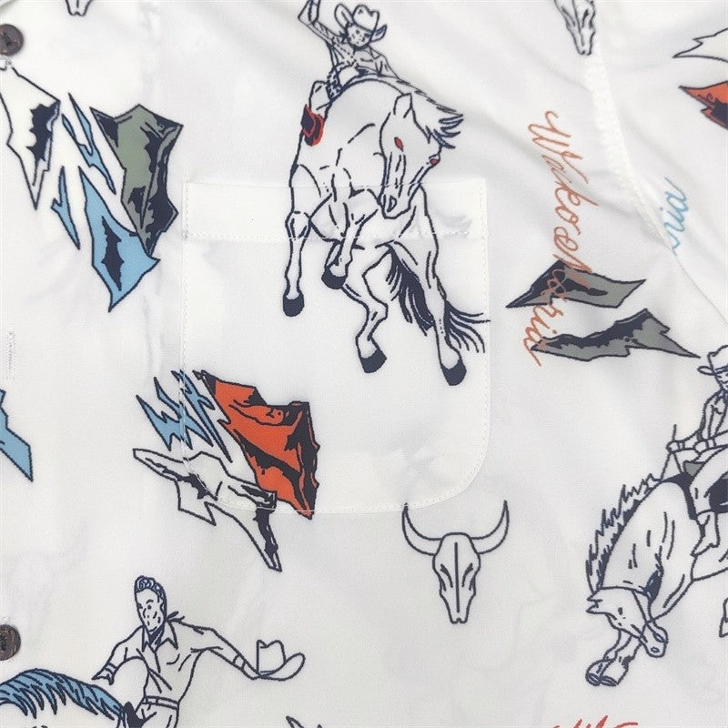 Latest Trend WACKO MARIA 25SS Vintage Denim Rope Crop Casual Hawaii Beach Holiday Mens Womens Casual Short Sleeve Shirt Tops