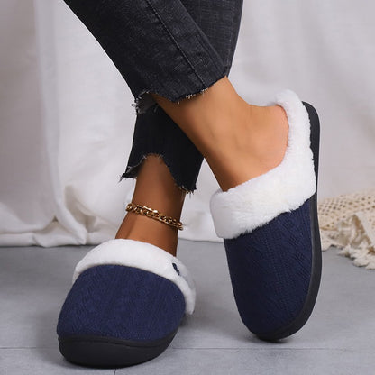 Platform Fluffy Slippers Women House Plush Fashion Designer Winter Shoes Ladies Flats Warm Home Casual Footwear Elegant Big Size