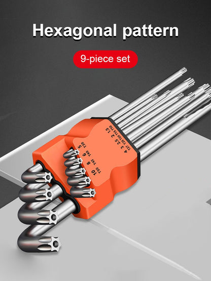 Conjunto de 9 Chaves Torx Estrela Kits Chaves Allen Hexagonais Chaveiros de Cabeça Hexagonal com Ponta Dupla Tipo L Chave de Fenda Estrela Ferramentas Manuais de Reparo