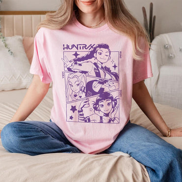 HUNTRIX K-pop Demon Hunter Anime T-shirt Harajuku O-neck Casual Shirt Fans Gift Aesthetic Graphic T Shirts Women Clothes