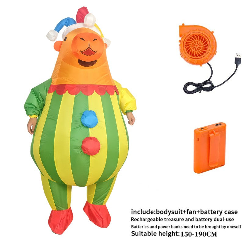 Cartoon Capybara Inflatable Costume - Cuddly Guinea Pig Inflatable Outfit for Adult Halloween Cosplay Parties Performance