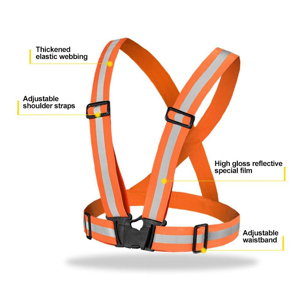 High Visibility Reflective Vest Reflective Straps Night Running Cycling Clothing Vest Adjustable Safety Vest Riding Equipment