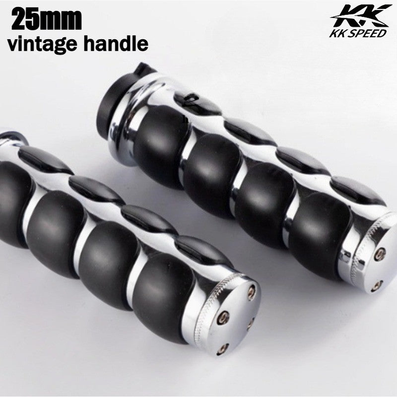 Manoplas Retro para Guidão de Motocicleta 25 MM de Alumínio e Borracha para Harley Touring Softail Fat Boy Sportster XL 883 1200 Dyna
