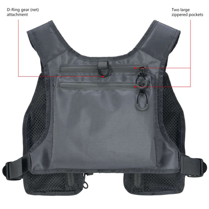 Colete de Pesca com Mosca Ultra Leve Bassdash FV08 para Homens e Mulheres, Colete de Peito Portátil Tamanho Único