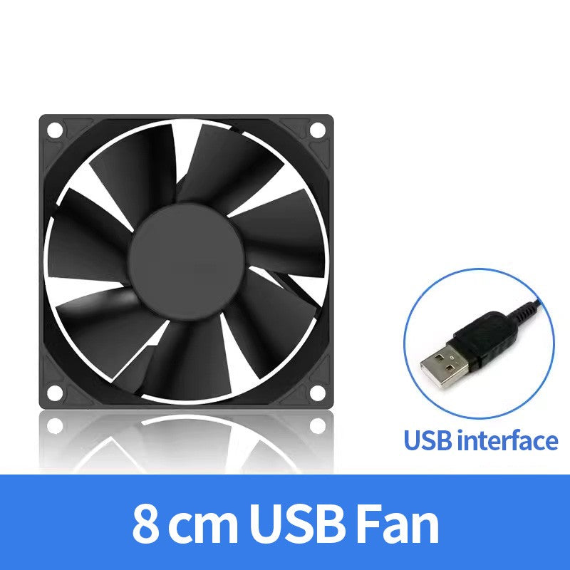 TEUCER 120mmx120mmx25mm 80mmx80mmx25mm 5V USB Exhaust Cooling Fan with Metal Mesh Foot Mat for Router TV Set-top Box Cooling
