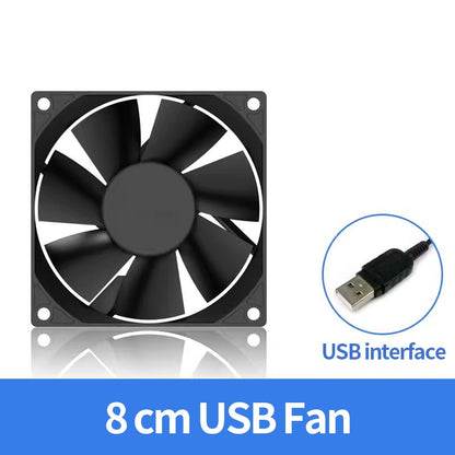 TEUCER 120mmx120mmx25mm 80mmx80mmx25mm 5V USB Exhaust Cooling Fan with Metal Mesh Foot Mat for Router TV Set-top Box Cooling