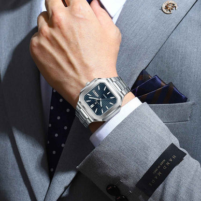 POEDAGAR Square Fashion Man Wristwatch Waterproof Luminous Date Week Quartz Men's Watches Stainless Steel Luxury Men Watch Reloj