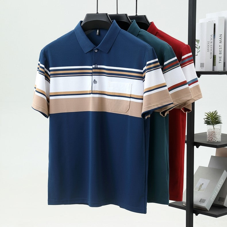 High quality brand men's short sleeved polo shirt summer fashion  striped design youth personalized top casual business T-shirt