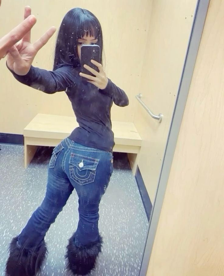 Vintage 2000s Buddha Embroidery Baggy Jeans Woman Gothic Streetwear Harajuku Ripped jeans for women Wide Leg Denim Pants