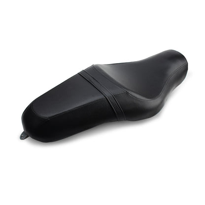Assento Duplo de Couro Sintético Preto para Moto Harley Sportster XL883 XL1200 48 Almofada de Assento para Piloto e Passageiro Traseiro