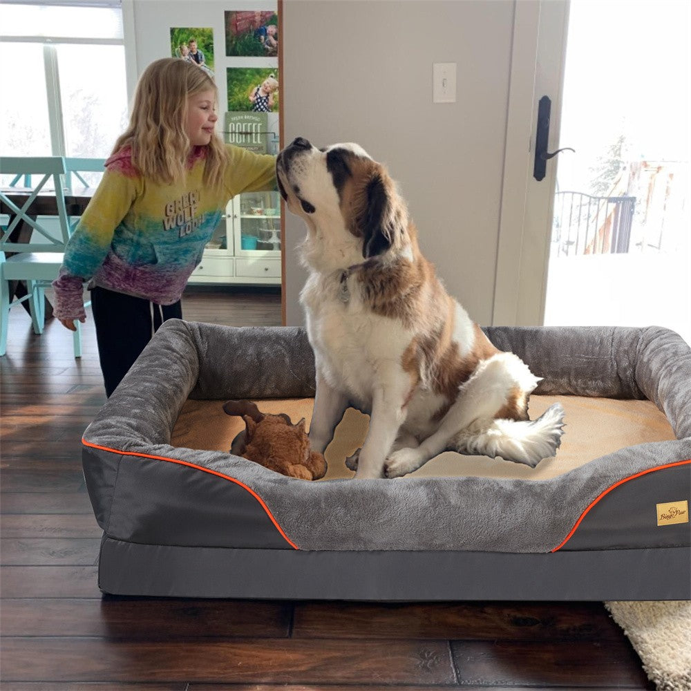 Cama Ortopédica Grande Jumbo para Cães Espuma de Memória Sofá para Animais de Estimação Impermeável Almofada Elevada Quente para Filhotes Capa Removível