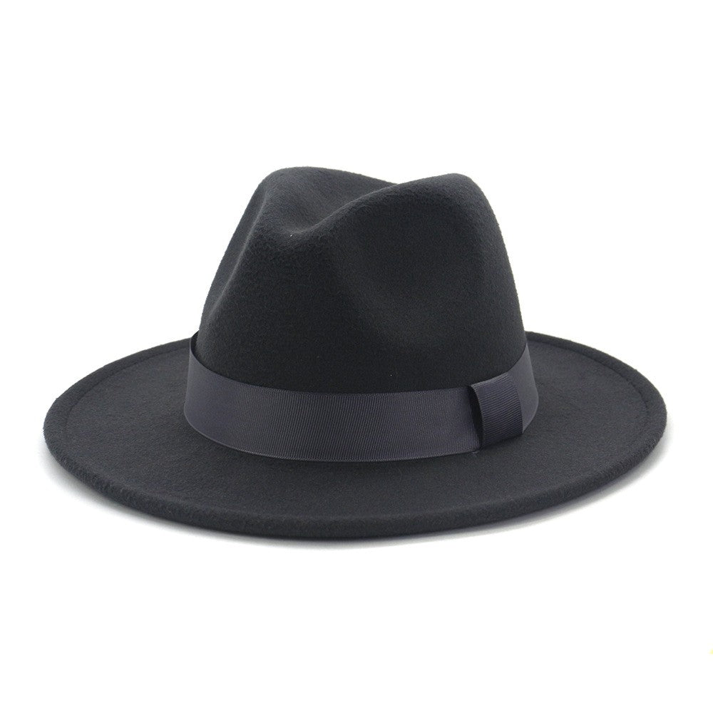 HOAREE Purple Wool Felt Jazz Fedora Hats Men Women Wide Brim Sombrero British Style Trilby Formal Panama Cap Solid Dress Hat