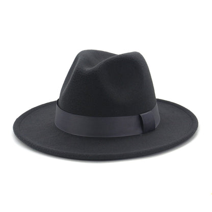 HOAREE Purple Wool Felt Jazz Fedora Hats Men Women Wide Brim Sombrero British Style Trilby Formal Panama Cap Solid Dress Hat