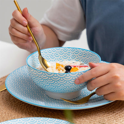 16Pieces Porcelain Multi-Colour Japanese-style Dinnerware Set with 4*Dinner Plate,Dessert Plate,Bowl,Mug Ceramic Tableware Set