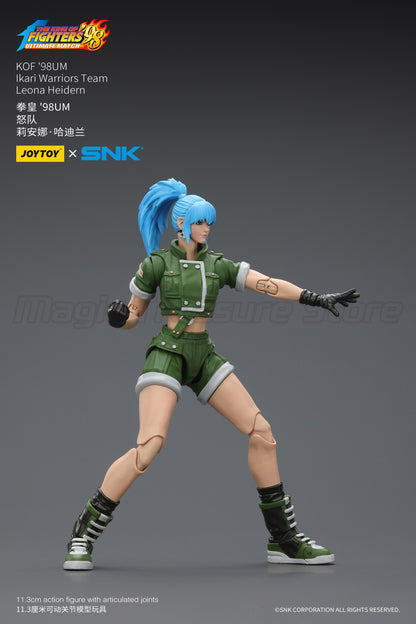?MT?JOYTOY Boneco de Ação 1/18 SNK KOF'98UM Ikari Warriors Team Ralf Jones Clark Still Leona Heidern Modelo de Brinquedo Presente