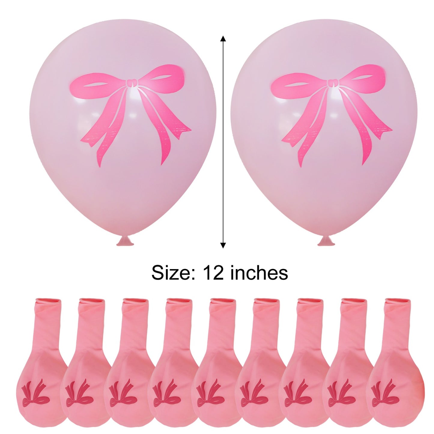 50/10pcs Bow Theme Latex Balloon 12 Inches Bowknot Print White Balloons for Kids Girls Birthday Baby Shower Wedding Party Decor