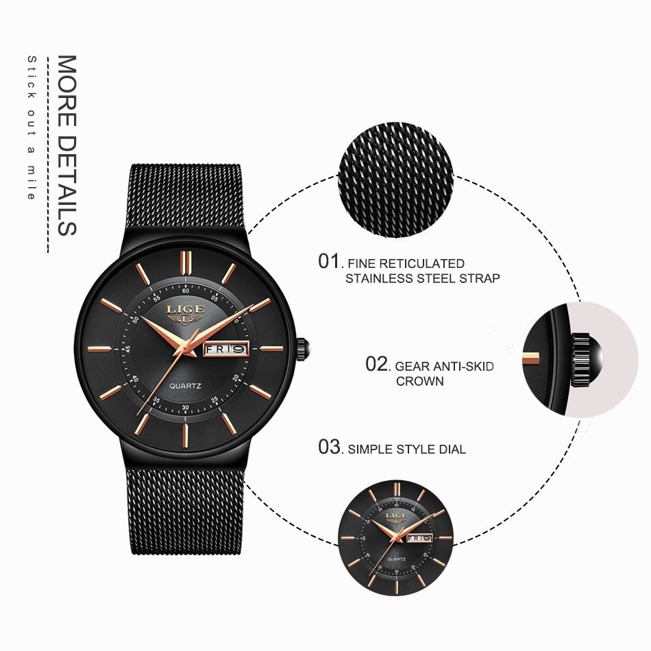 LIGE Quartz Stainless Steel Women Wristwatch Retro Hot Style Great Japanese Movement Quality Fashion Waterproof Watch for Women
