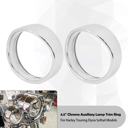 Anel de Acabamento do Farol de 7'' para Motocicleta + Capa de Luz de Neblina de 4.5'' + Anel de Acabamento do Pisca Estilo Visor para Harley Touring Road King Softail