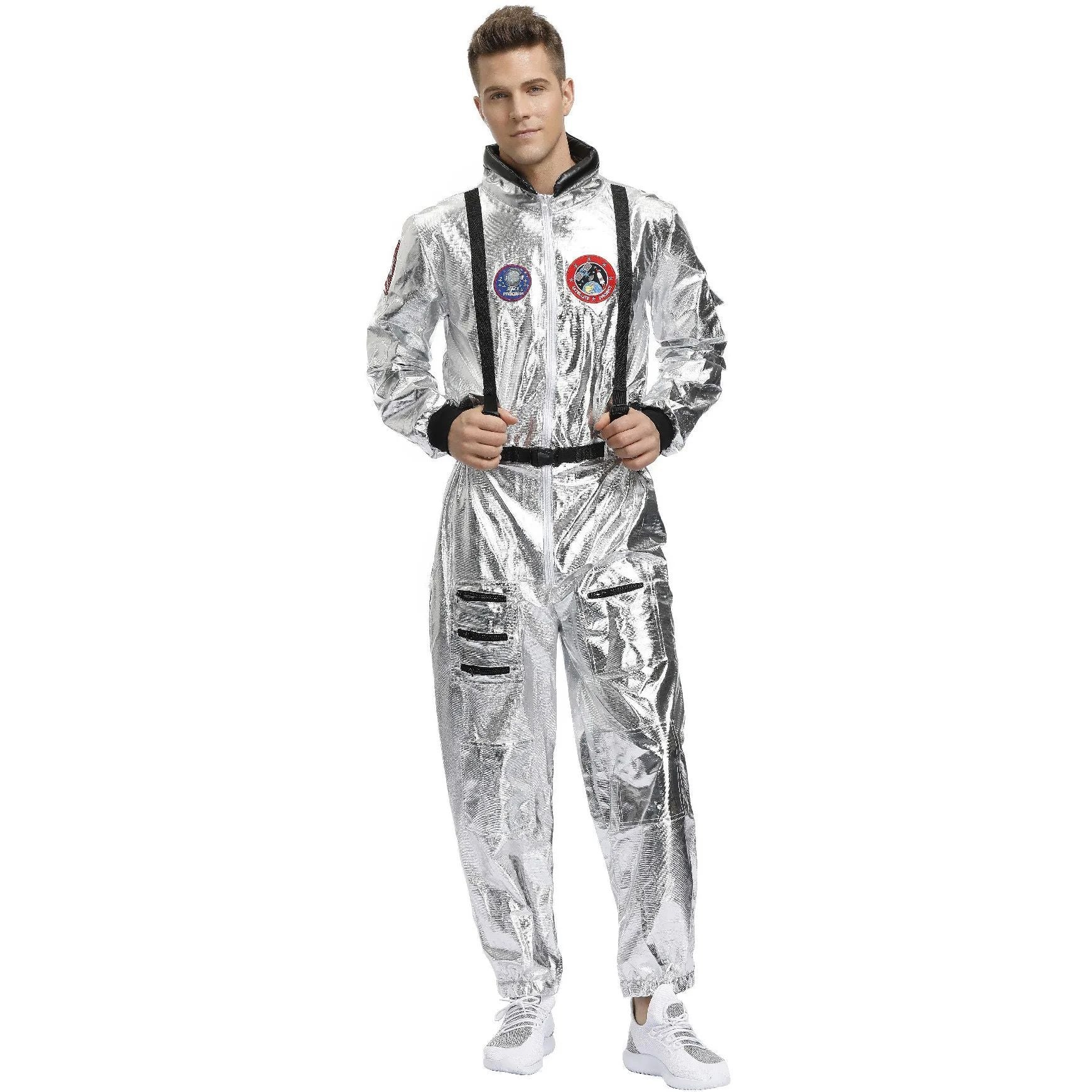 Astronaut Costume Spacesuit Silver Spaceman Men Women Space Suit Halloween Christmas Performance Spacesuit Costume Party Gift