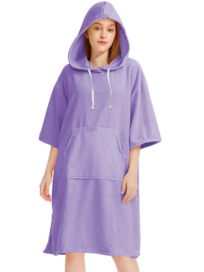 Quick dry Solid microfiber Changing Robe Surf Poncho Hooded Beach Towel Hooded Poncho Towel For Adults men and women