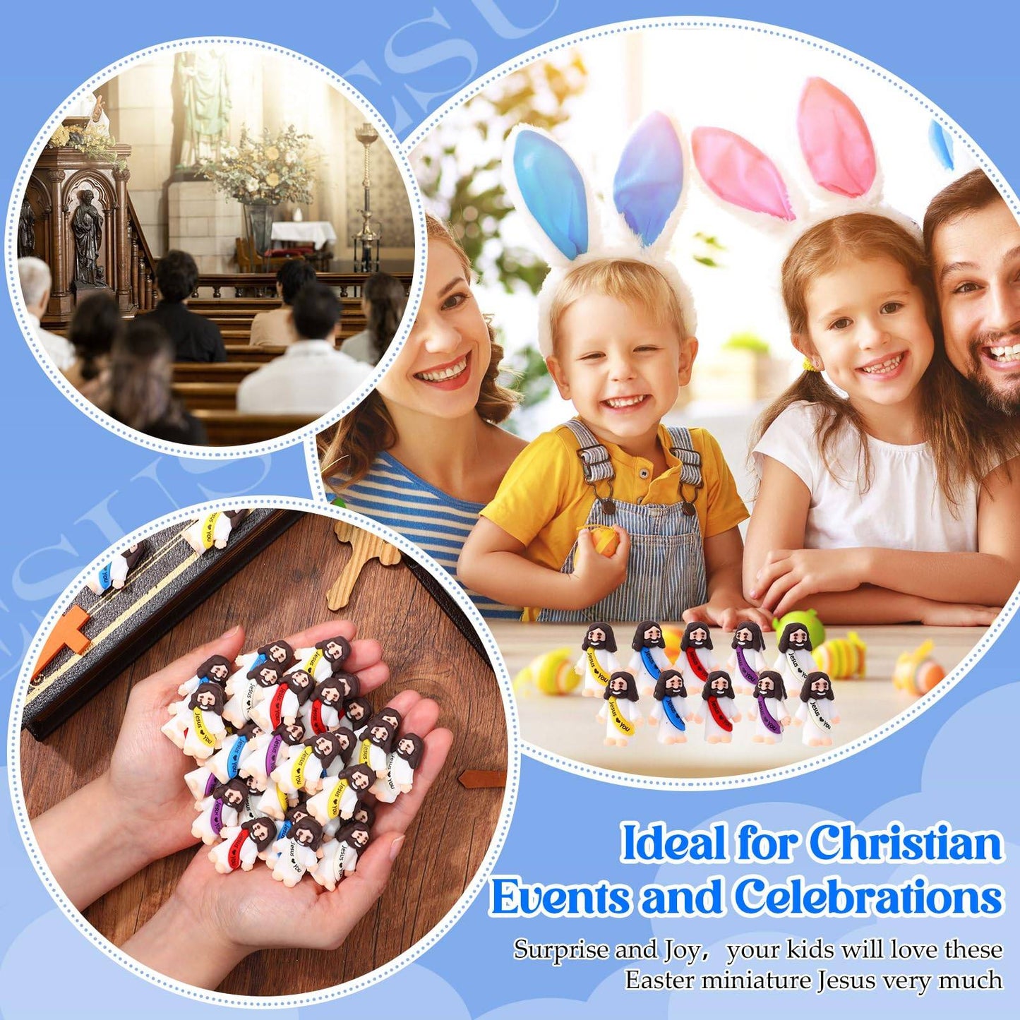 20-200PCS Little Jesus Figures Mini Jesus Figurines in Bulk Hide and Seek Religious Party Favor Sunday School Easter Egg Stuffer