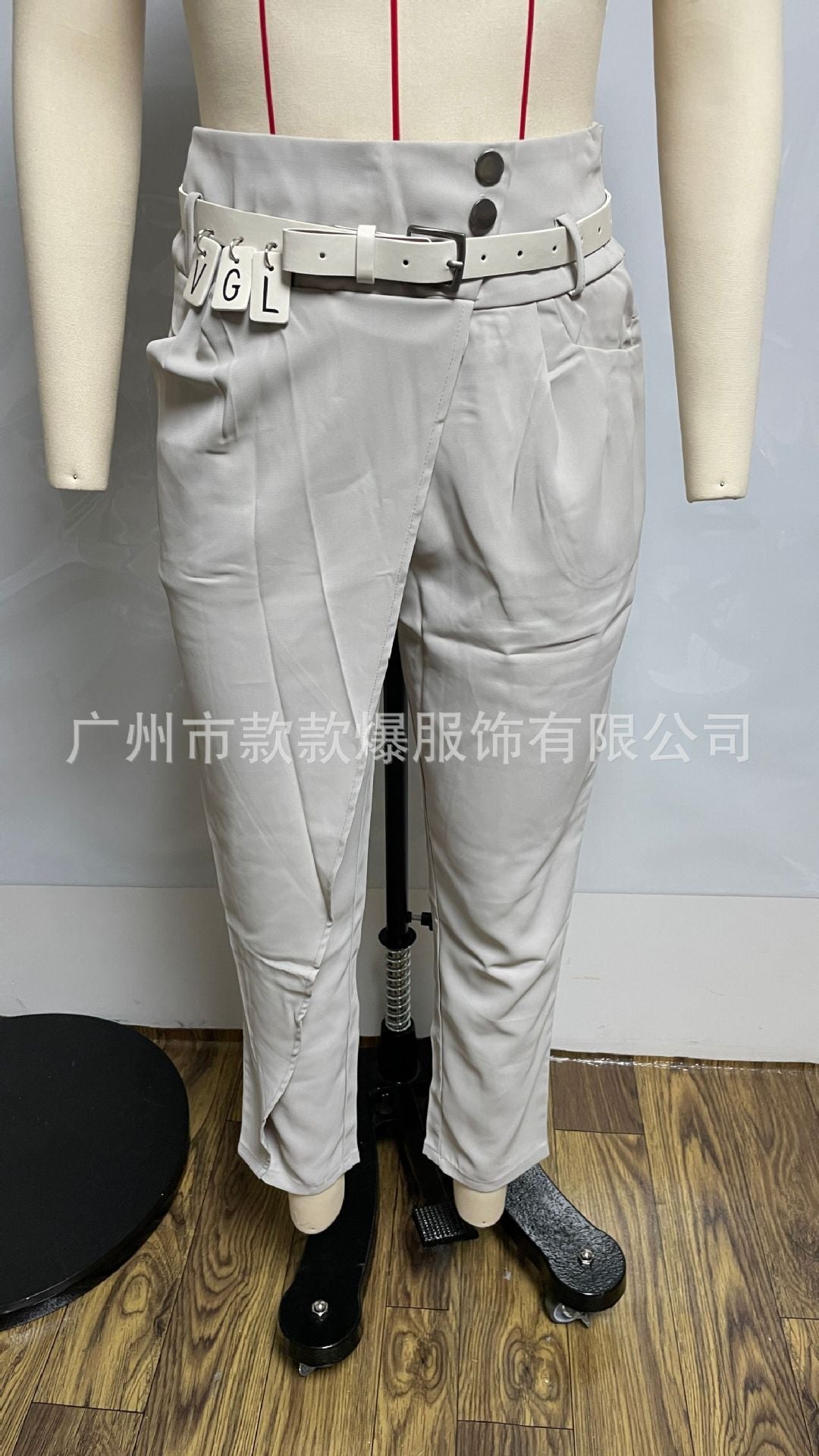 2025 New Spring Asymmetric High Waisted Suit Pants For Women Fashion Chic Belt Straight Pants Casua Street Trousers Lady Bottoms