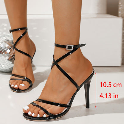 11Cm Gold High Heels Sandals for Women Ankle Cross-Tied Stiletto Heeled Party Shoes Woman Plus Size 36-43 Pointed Toe Sandalias