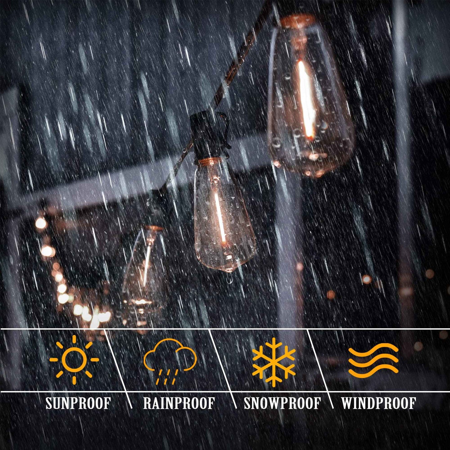 Shatterproof ST38 Plastic Outdoor String Lights Waterproof LED Garden Light Garland Connectable Retro Festoon Decoration Light